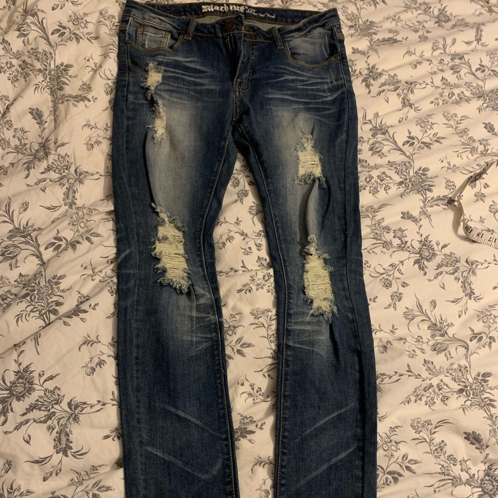 NWOT DISTRESSED SKINNY JEANS SIZE 13 BY MACHINE